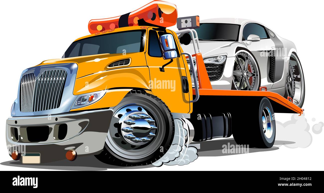 Cartoon Tow Truck Isolated On White Background Available EPS 10 Vector