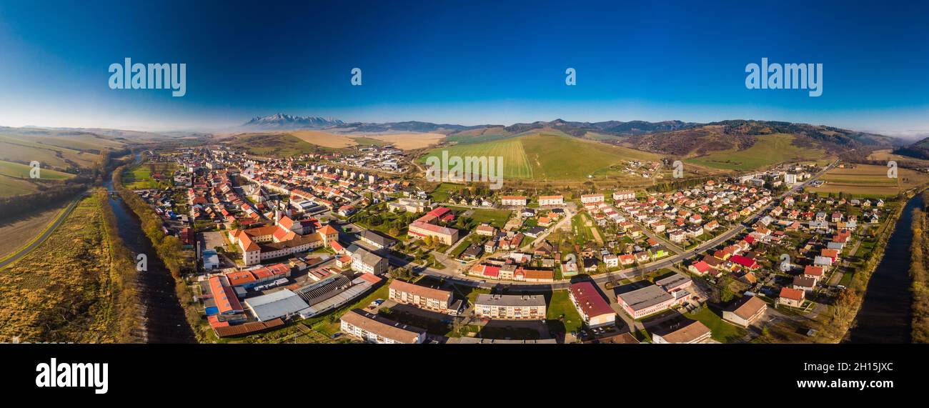 Aerial Panoramic View Of The Of Podolinec In Slovakia During Summer