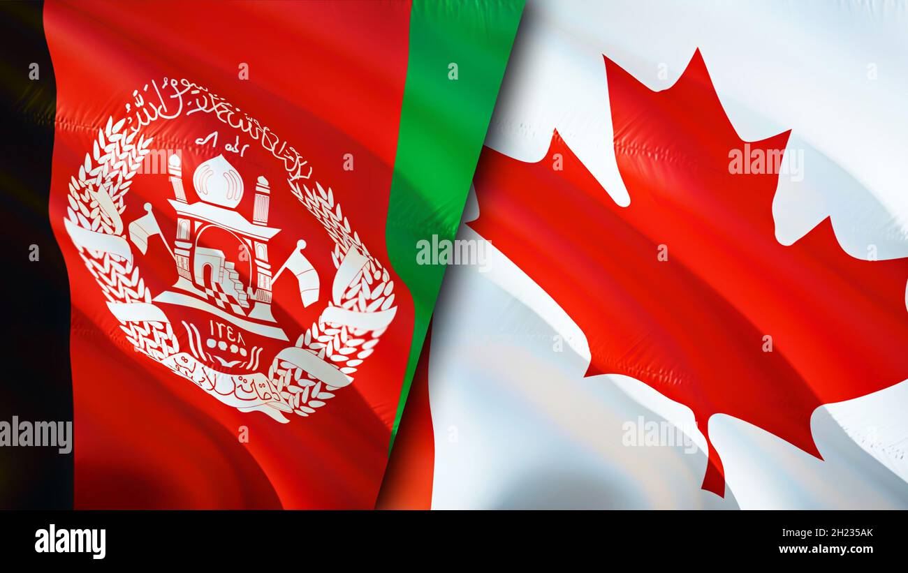 Afghanistan And Canada Flags 3D Waving Flag Design Canada Afghanistan