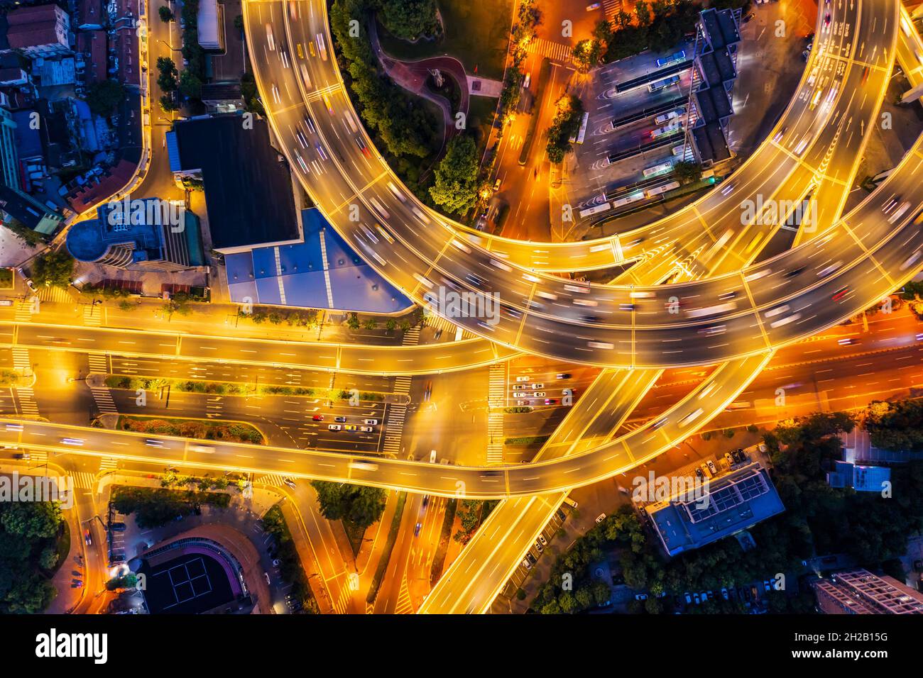 Aerial View Of Nanpu Bridge At Night In Shanghai China Stock Photo Alamy