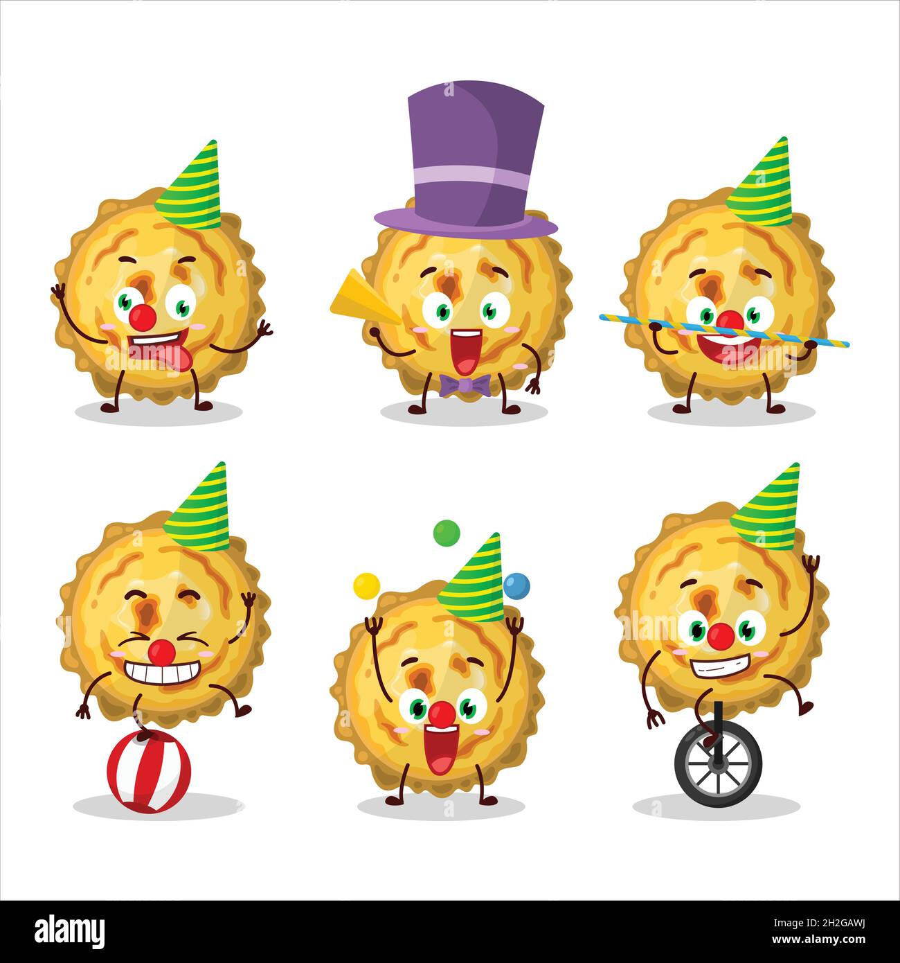 Cartoon Character Of Custard Tart With Various Circus Shows Vector