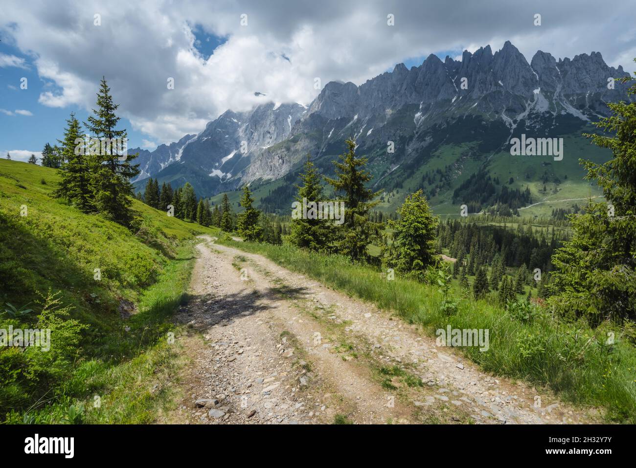 Hiking Trail Around Wilder Kaiser Mountains Tirol Austria Stock