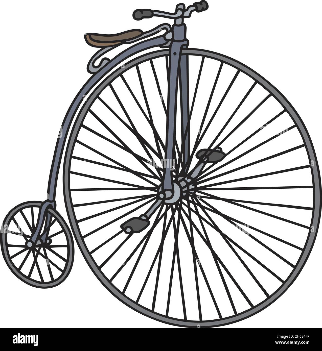 The Vectorized Hand Drawing Of A Historical Bicycle Stock Vector Image