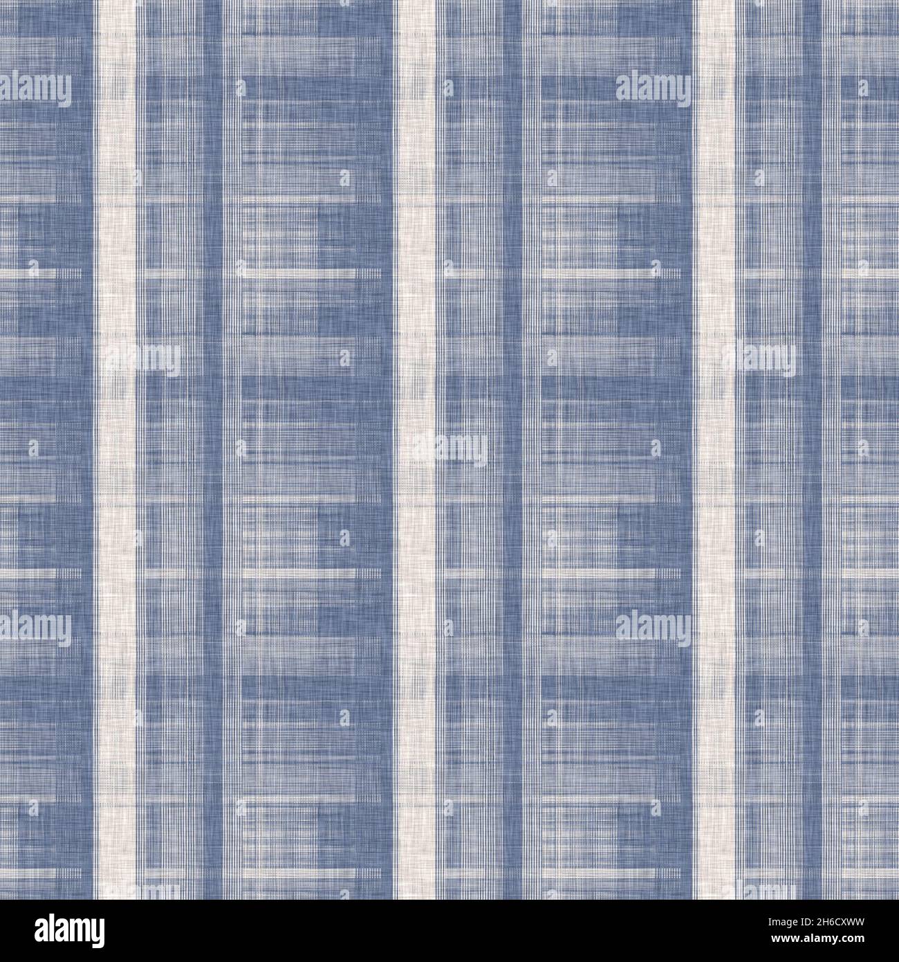 French Farmhouse Woven Blue Plaid Check Seamless Linen Pattern Rustic