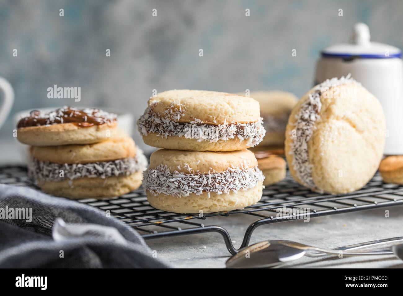 Alfajores Traditional Peruvian Cookies Filled With Caramel Stock Photo