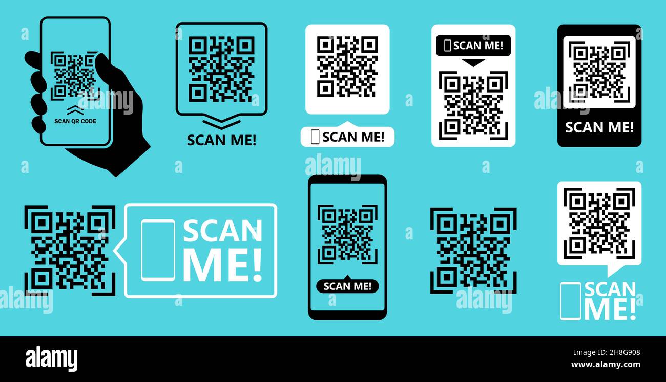 Qr Code Scan For Smartphone Qr Code Frame Vector Set Template Scan Me