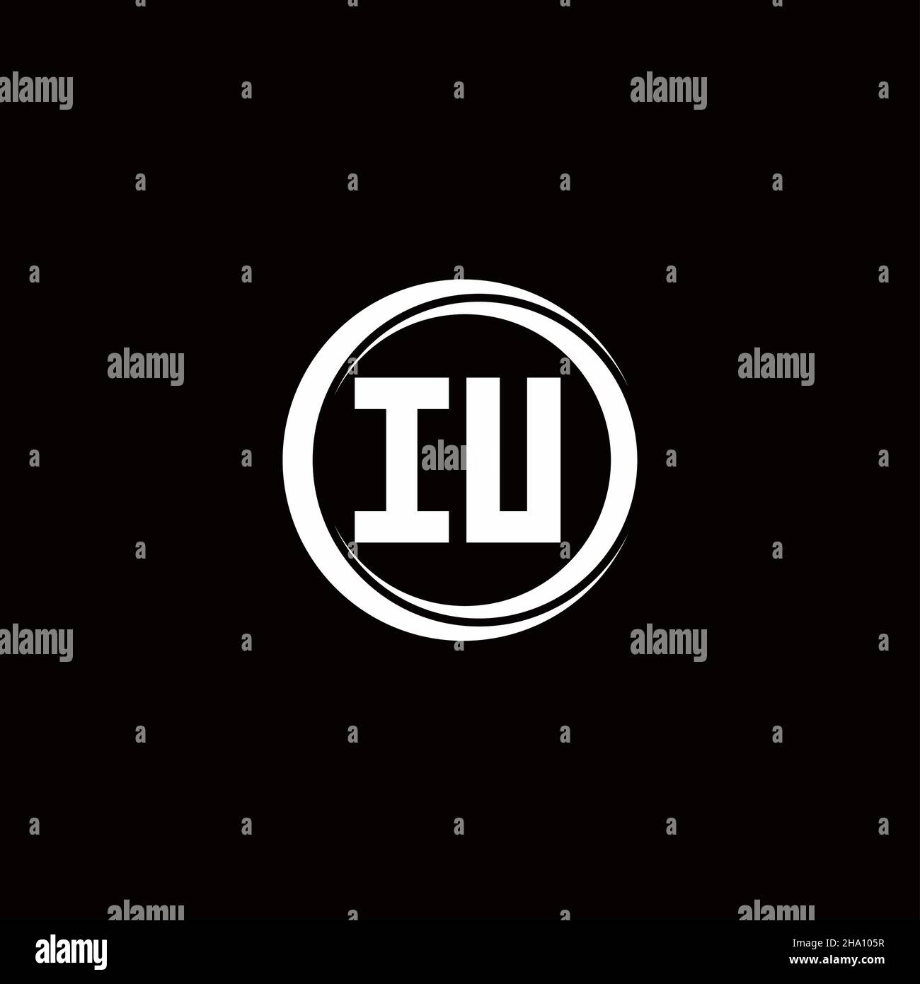 Iu Logo Initial Letter Monogram With Circle Slice Rounded Design