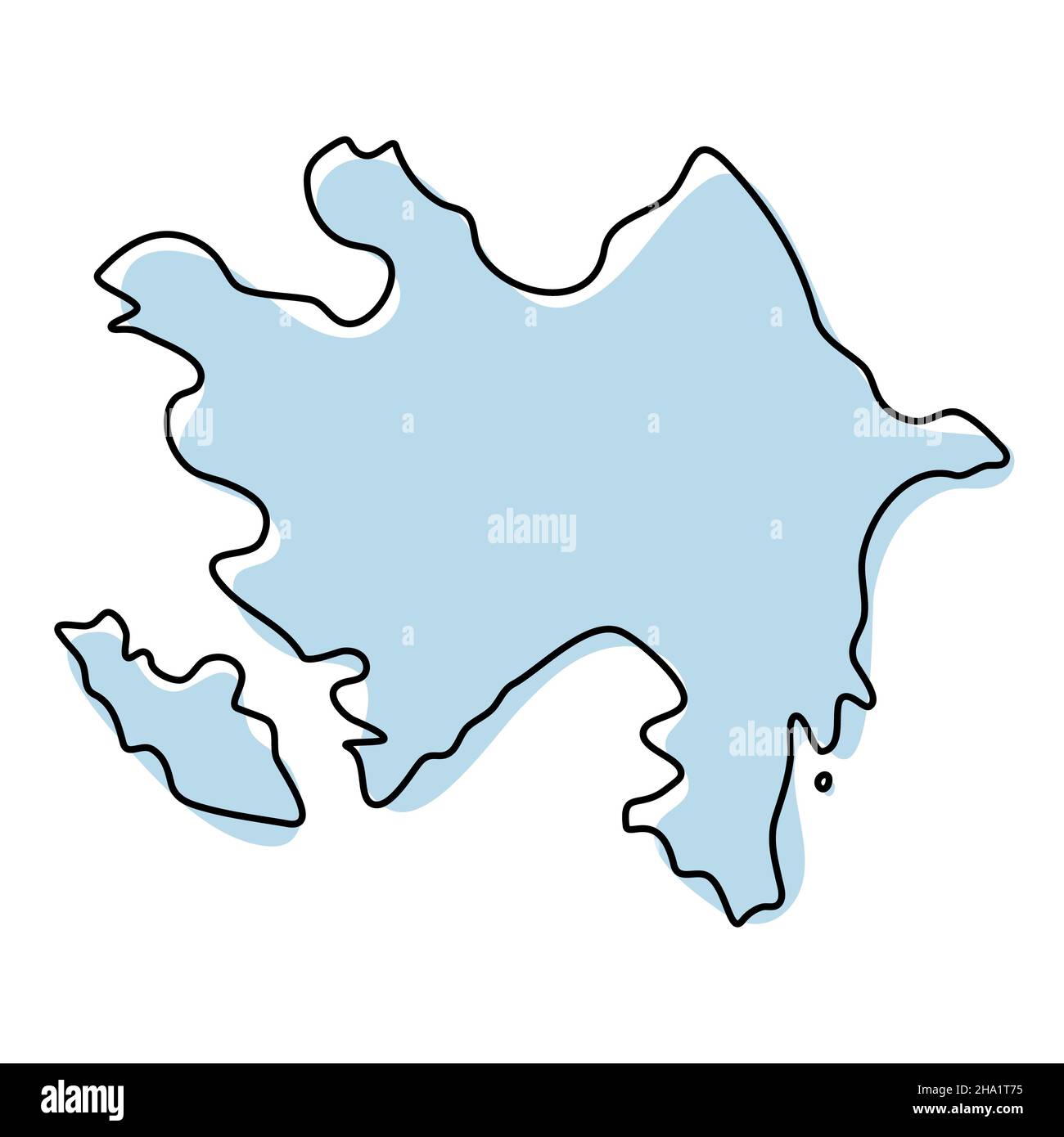 Stylized Simple Outline Map Of Azerbaijan Icon Blue Sketch Map Of