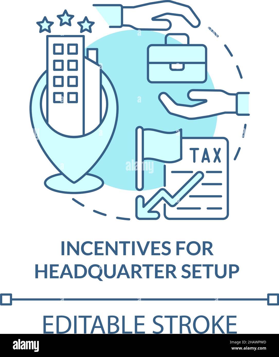 Incentives For Headquarter Setup Turquoise Concept Icon Stock Vector