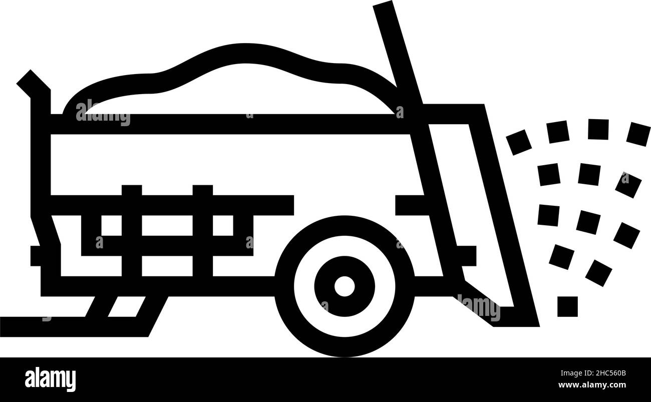 Manure Spreader Farm Machine Line Icon Vector Illustration Stock Vector