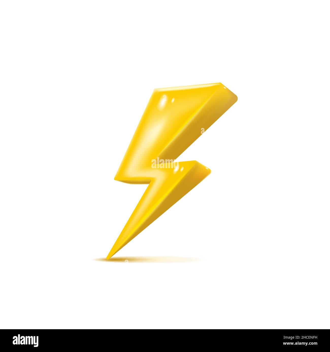 Vector Bolt Lighting Yellow D Icon Realistic Thunder Symbol Of