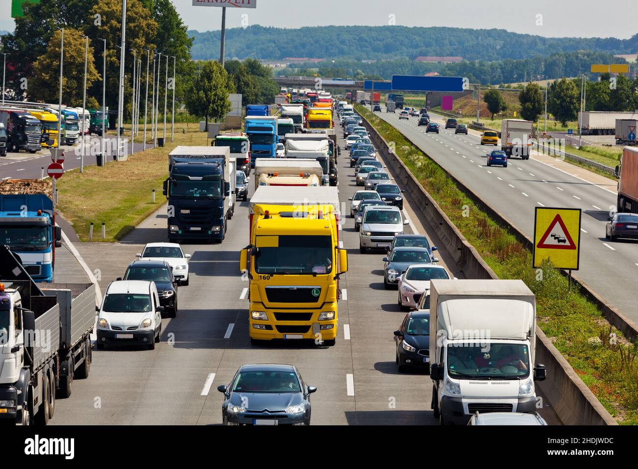 Highway Traffic Jam Highways Motorway Motorways Traffic Jams Stock