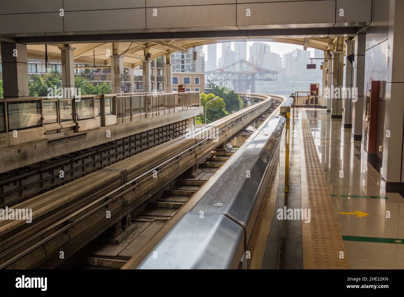 Station Of Monorail Line In Chongqing China Stock Photo Alamy