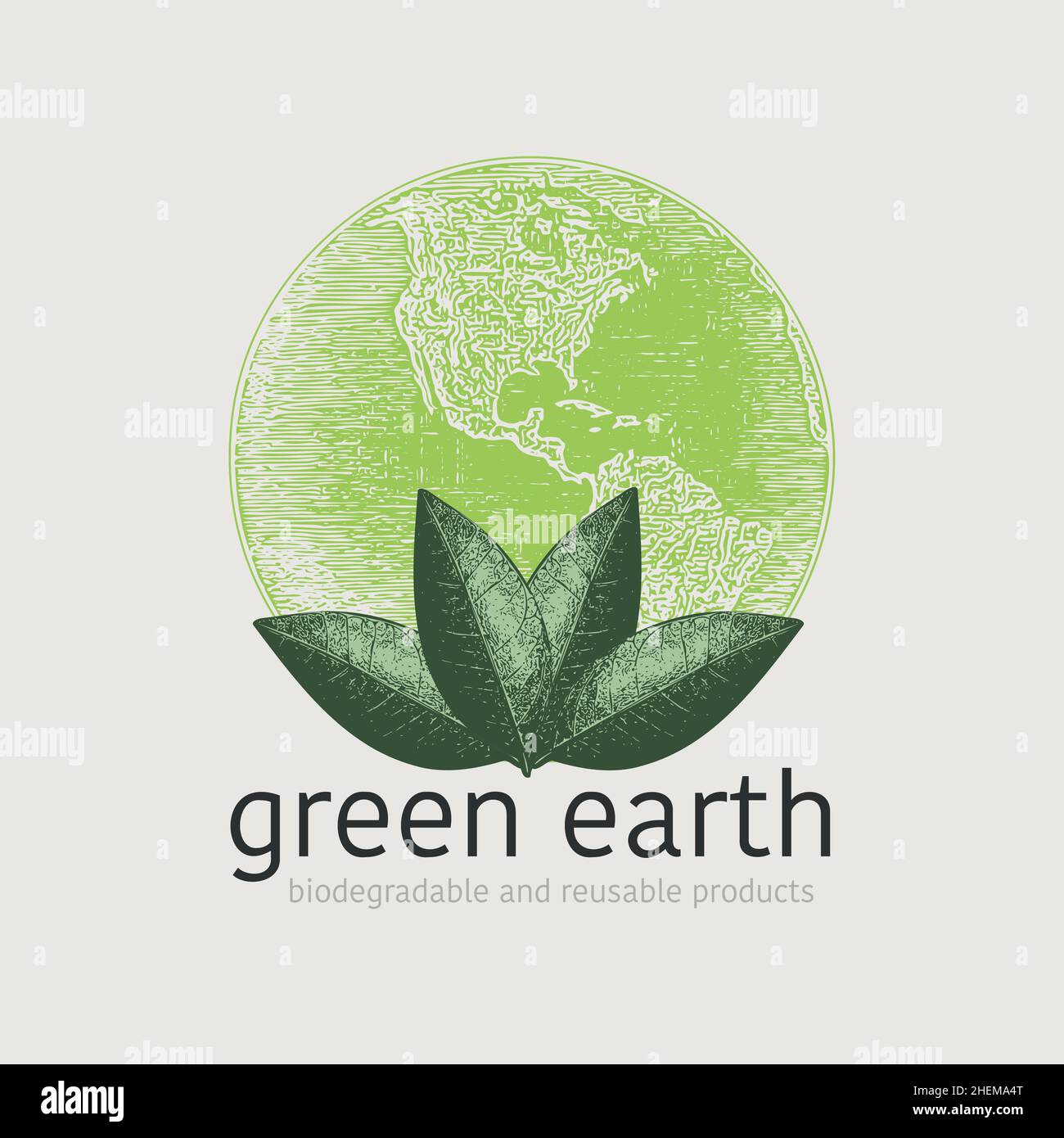 Green Earth Icon Vector Logo With Environment Theme Stock Vector Image