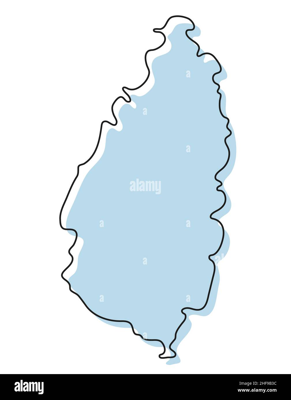 Stylized Simple Outline Map Of Saint Lucia Icon Blue Sketch Map Of