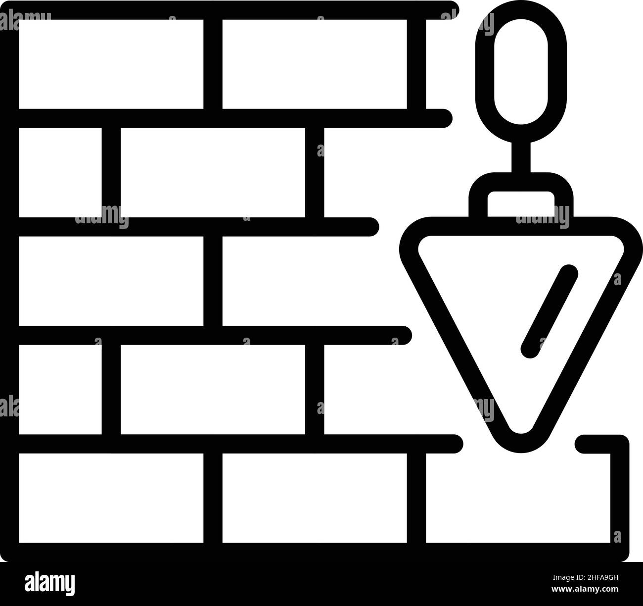 Mortar Brick Wall Icon Outline Vector Worker Builder Stone Site Stock