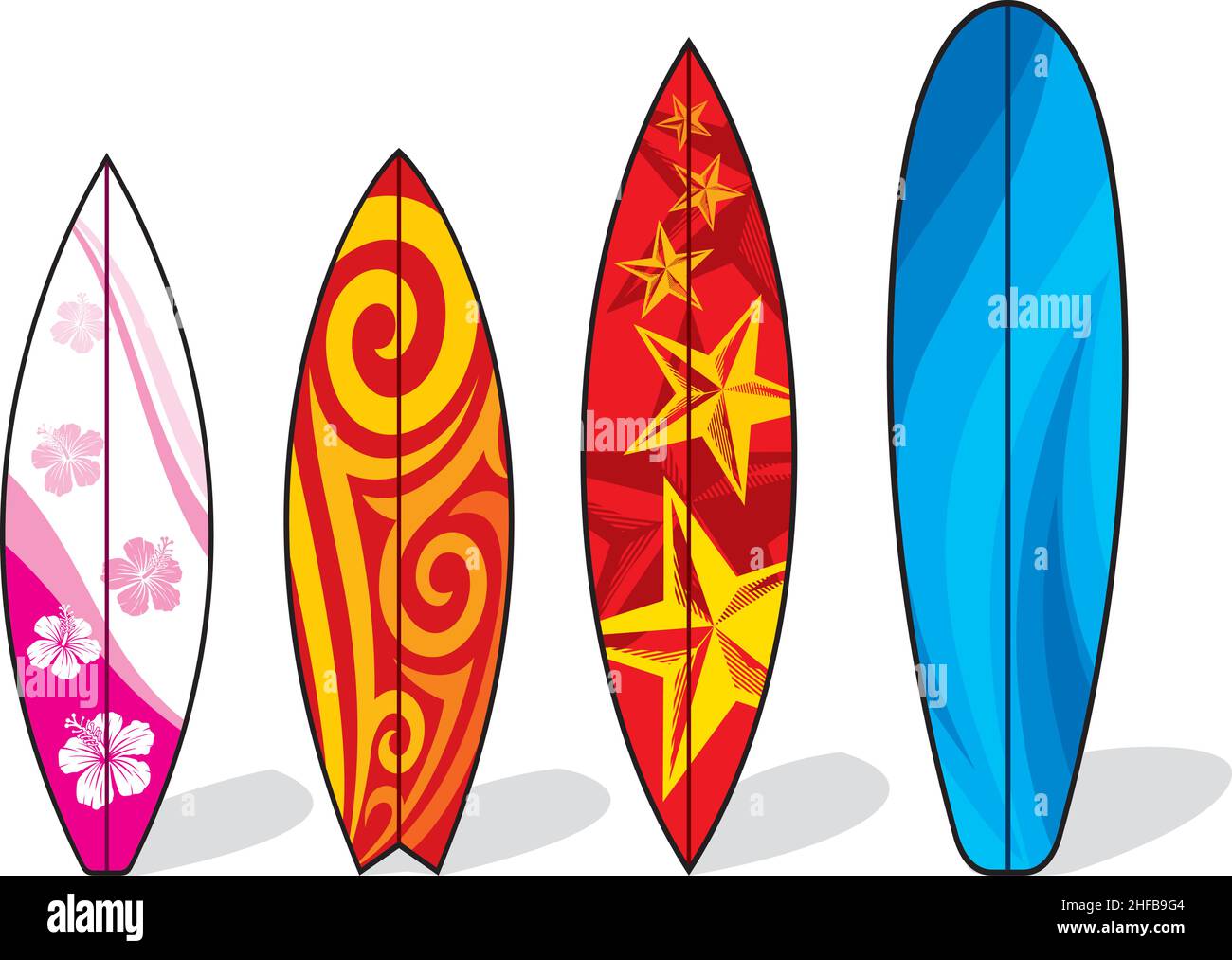 Set Of Surfboards Vector Illustration Stock Vector Image Art Alamy