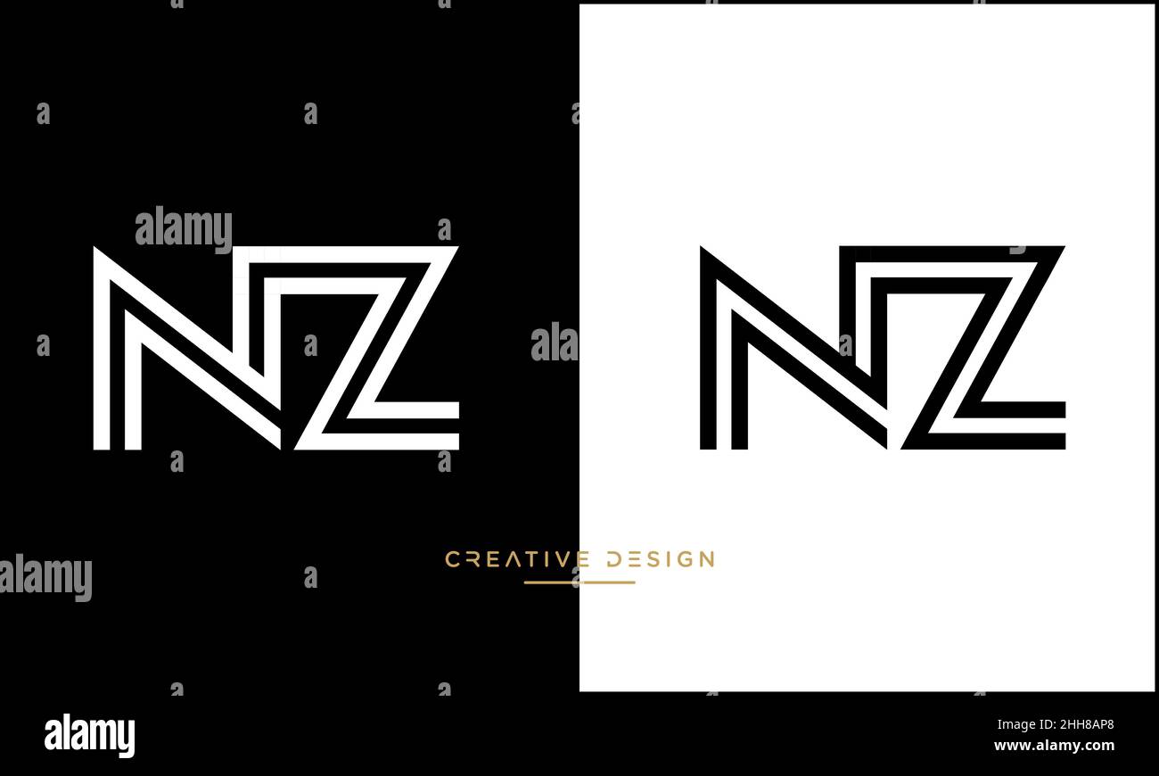 Nz Zn Alphabet Letters Abstract Logo Vector Template Stock Vector