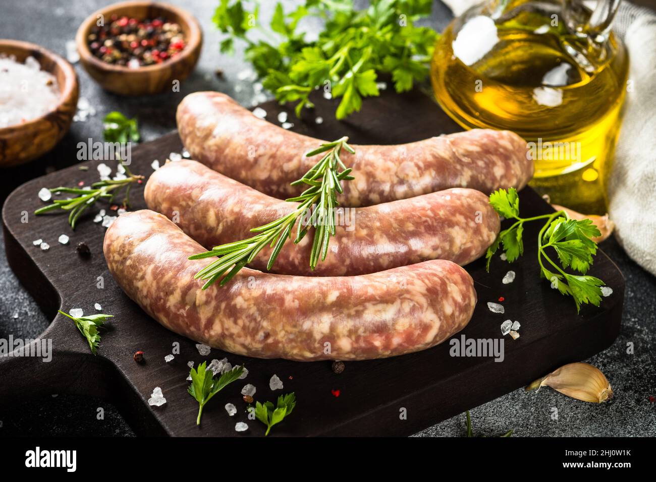 Bratwurst Sausages Cooking On Barbecue Hi Res Stock Photography And