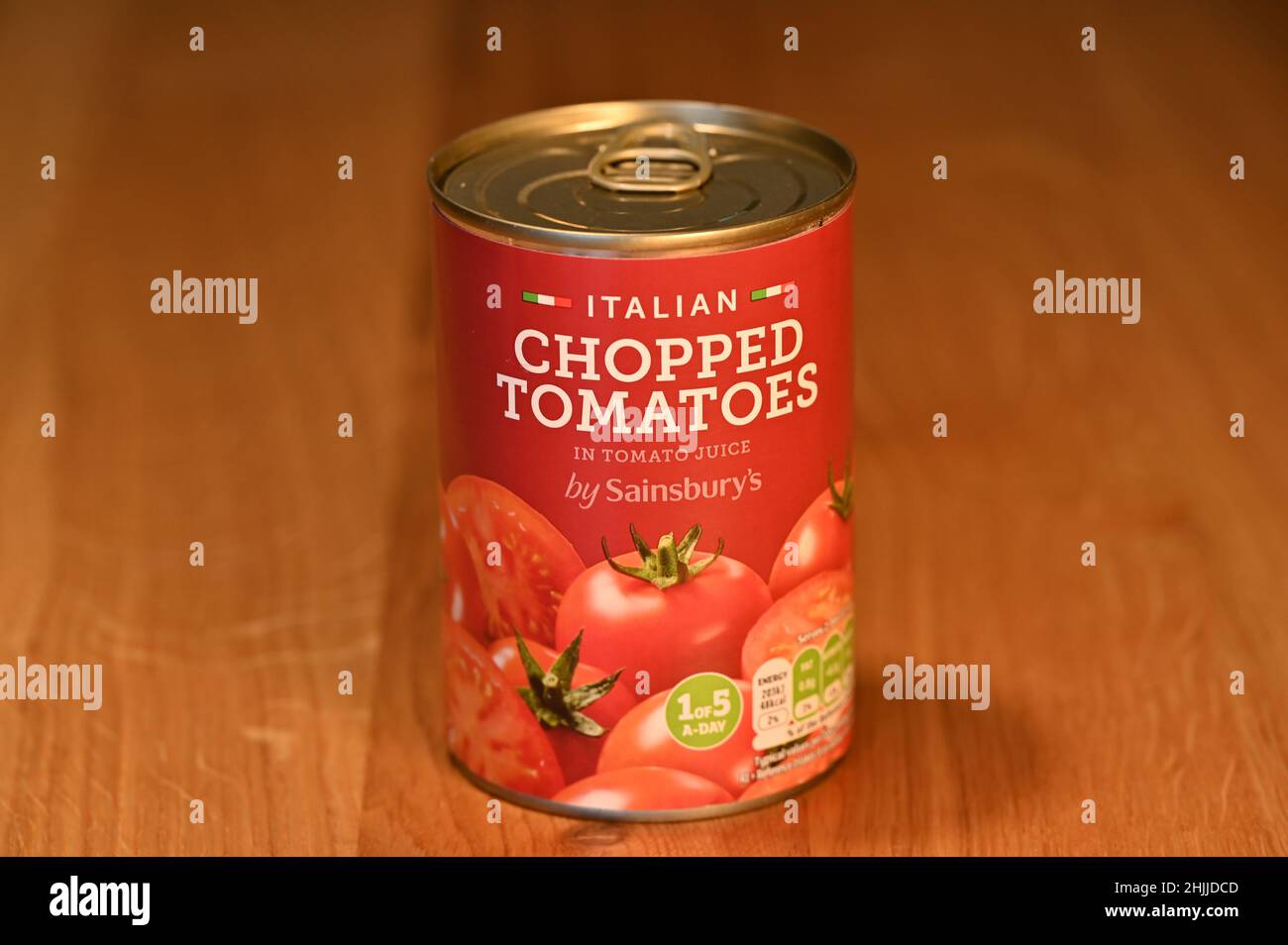 Chopped Tomatoes By Sainsburys London UK January 2022 Stock Photo