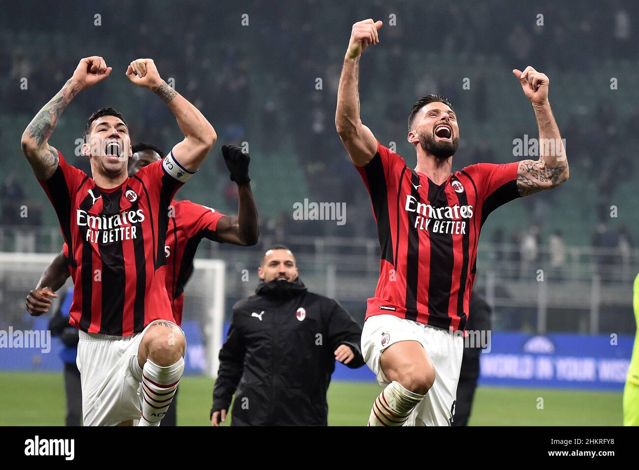 Milano Italy Th Feb Alessio Romagnoli And Olivier Giroud Of