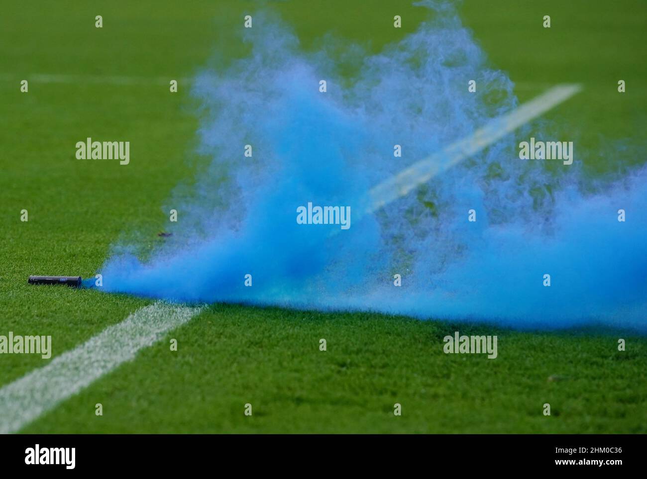 A Flare On The Pitch During The Emirates FA Cup Fourth Round Match At