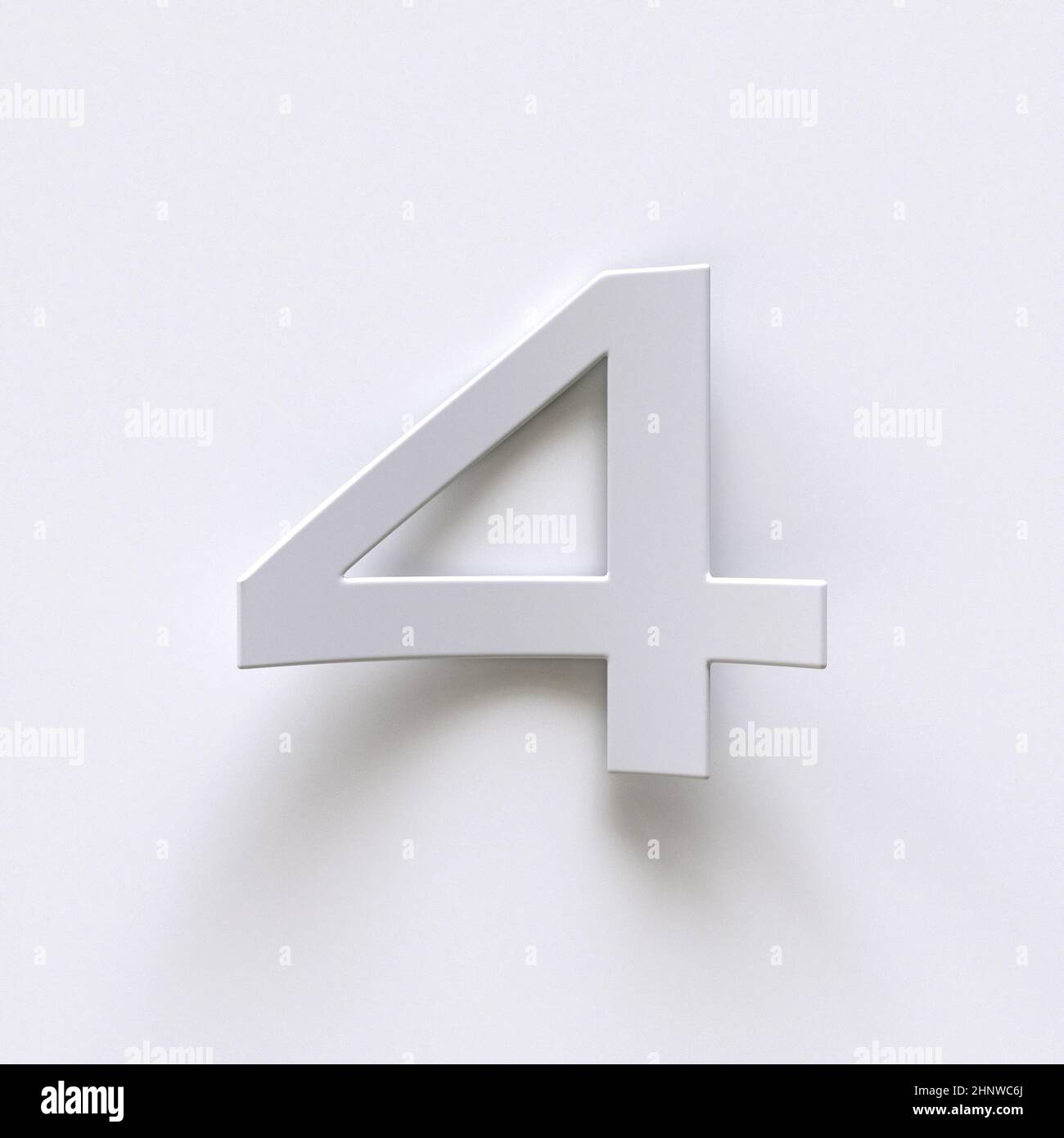 Bent Paper Font With Long Shadows Number Four D Render Illustration