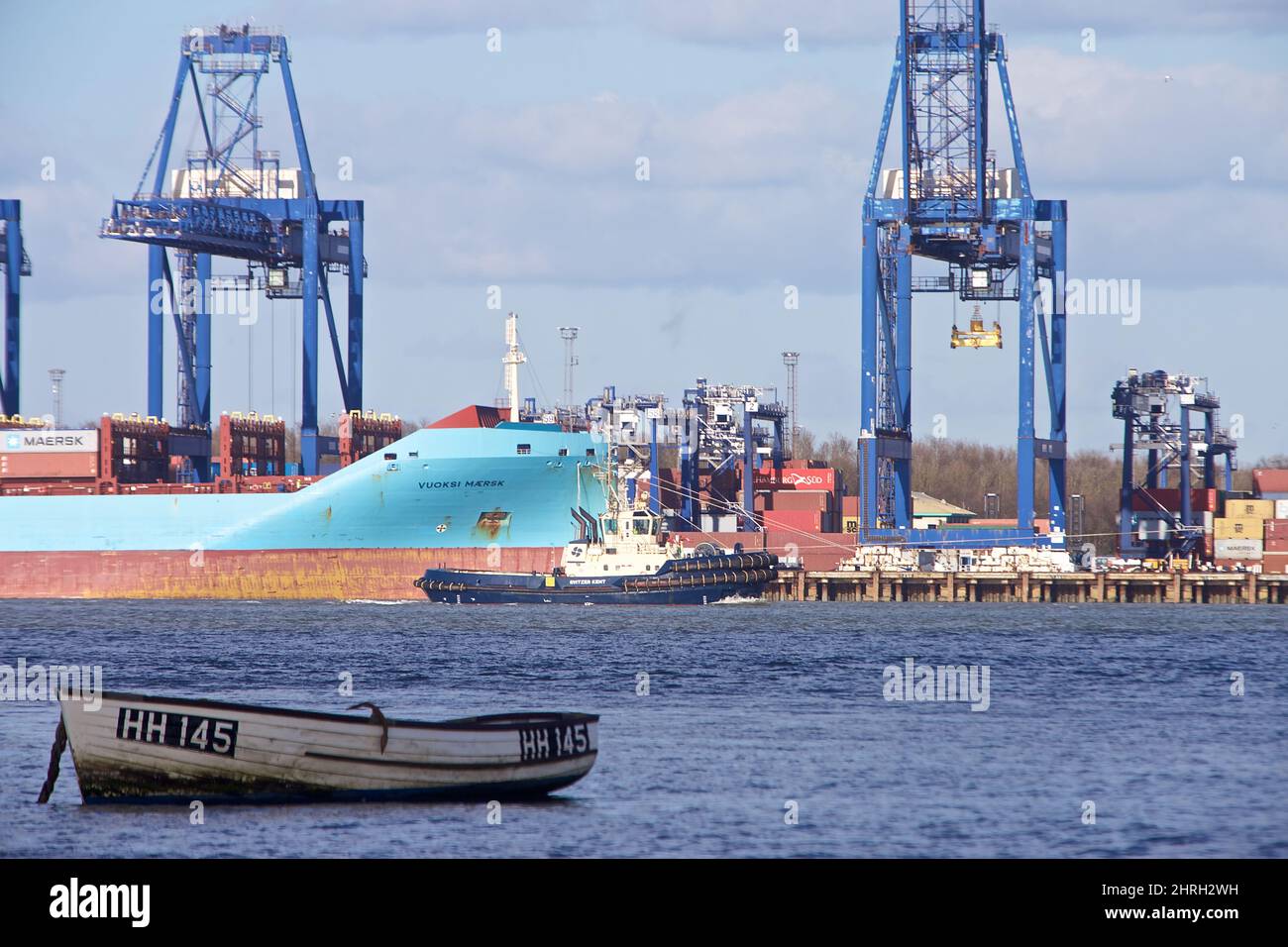 Tug Boat Svitzer Kent At Work In Harwich Haven Assisting The Container