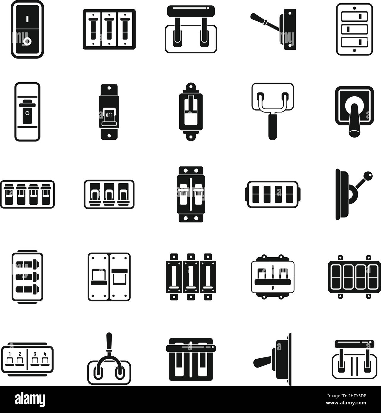 Breaker Switch Icons Set Simple Vector Cable Chopper Stock Vector