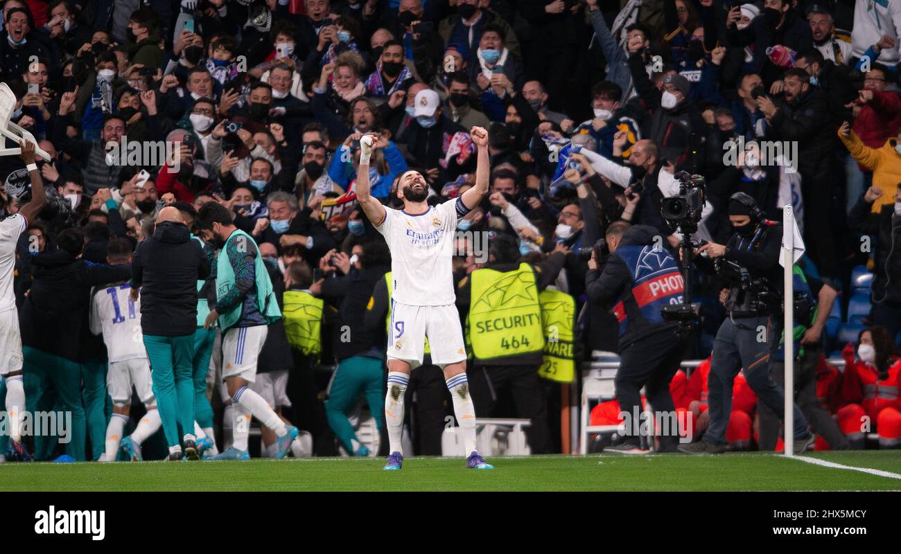 Stadium Santiago Bernabeu 9th Mar 2022 Madrid Spain UEFA Champions