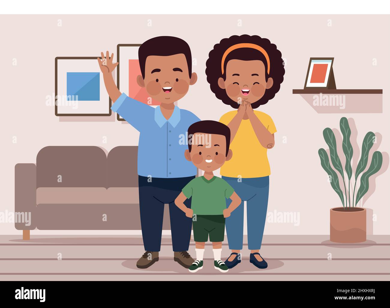 Afro Parents Couple With Son Stock Vector Image Art Alamy