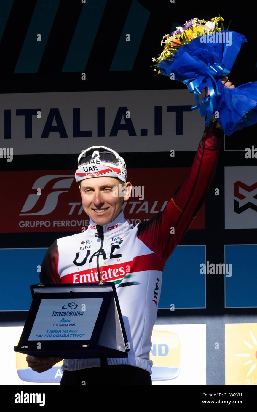 Tadej Pogacar Of Slovenia And Uae Team Emirates Celebrates At Podium As