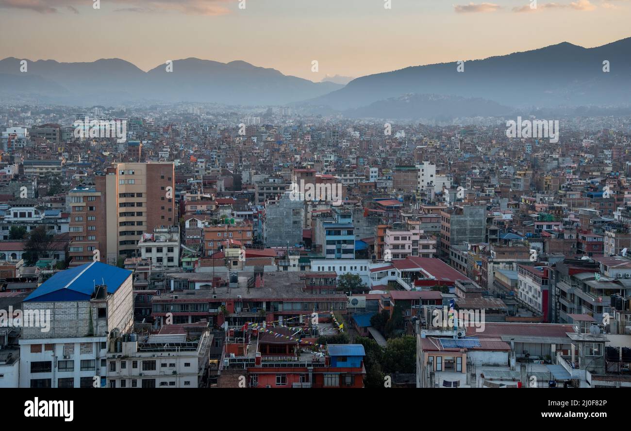 Skyline Of Kathmandu City The Capital Of Nepal Asia During Sunset Stock