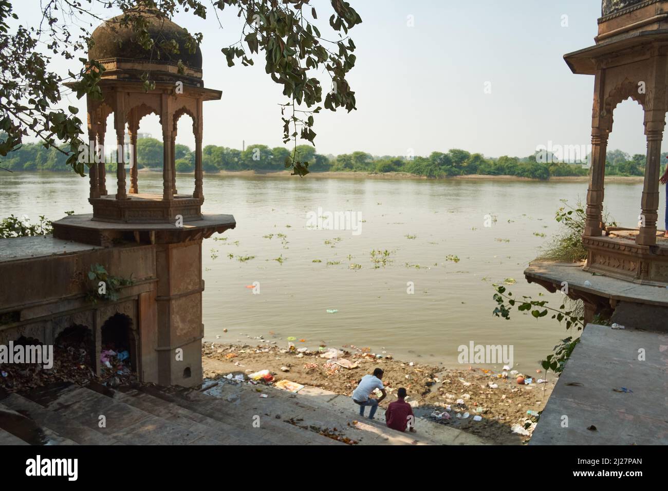 At The Kailash Mandir Ghat In Agra India Stock Photo Alamy