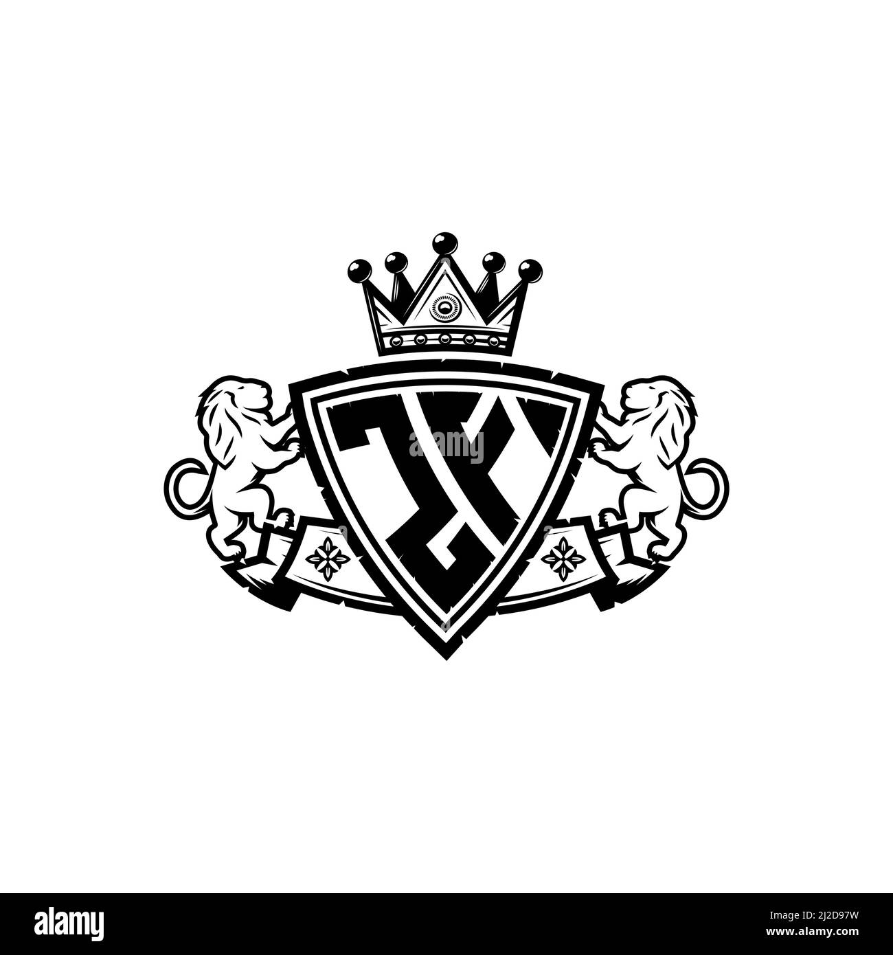 Zf Monogram Logo Letter With Simple Shield Crown Style Design