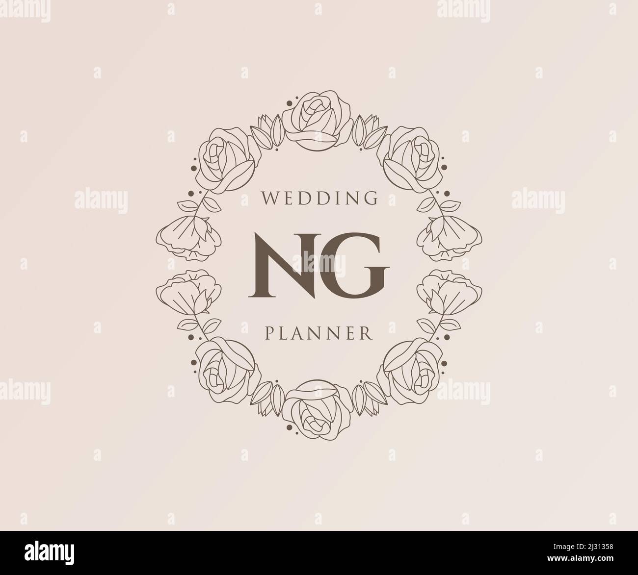 NG Initials Letter Wedding Monogram Logos Collection Hand Drawn Modern