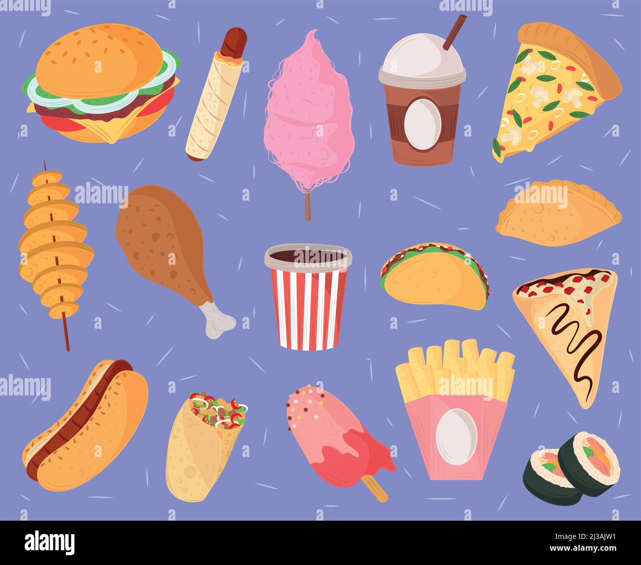 Fast Food Icons Stock Vector Image Art Alamy