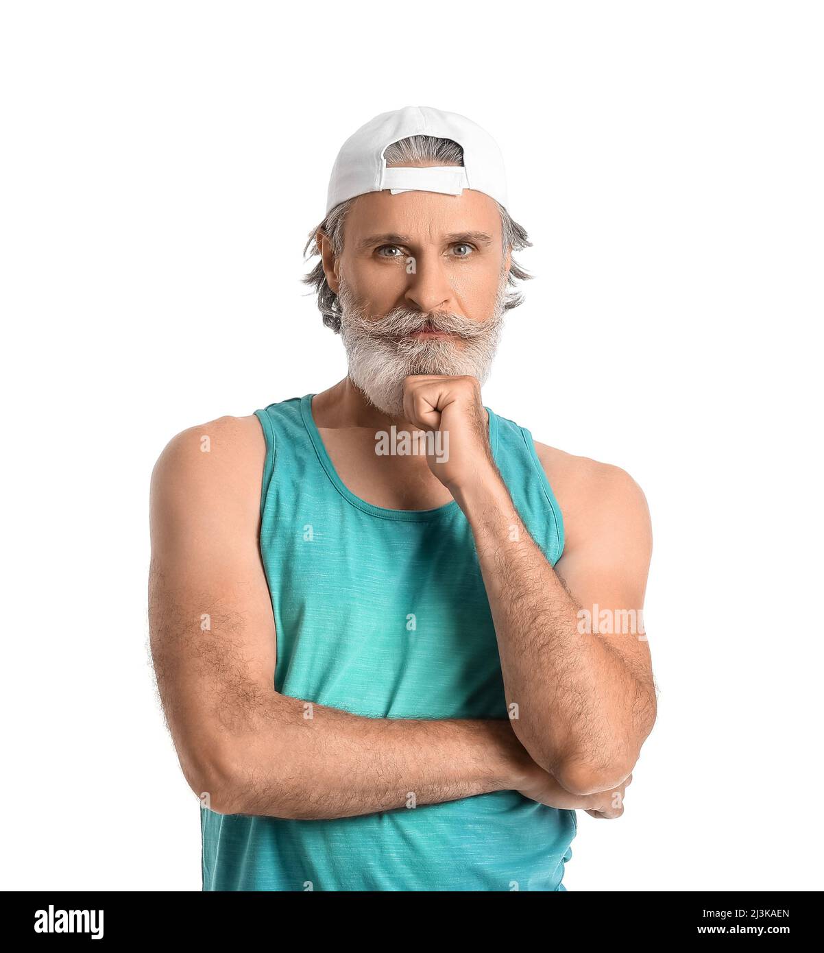 Cool Mature Man On White Background Stock Photo Alamy