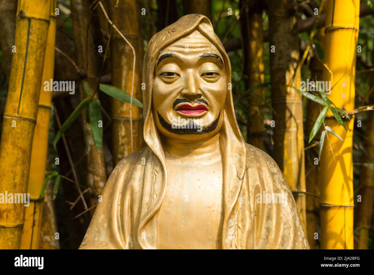 Beautiful Unique Buddha Statue Close Shot Looking At The Camera