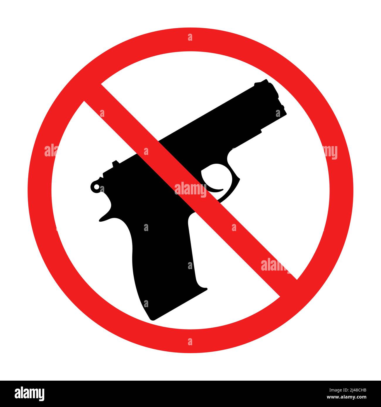 No Weapons Sign No Guns Icon Red Round Prohibition Sign Vector Illustration Stop War Stock