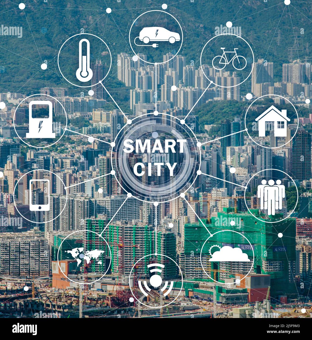 The Concept Of Smart City And Internet Of Things Stock Photo Alamy