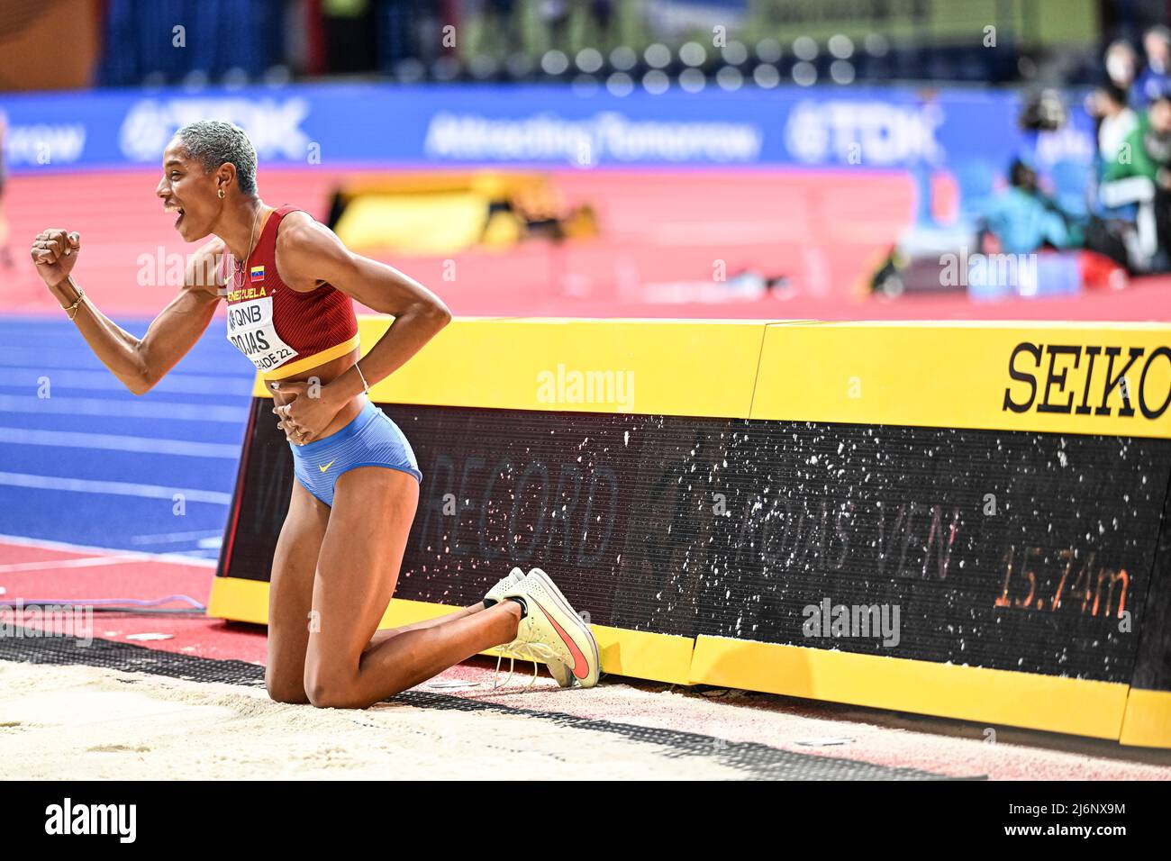 Yulimar Rojas Celebrating Her Victory At The Belgrade Indoor World