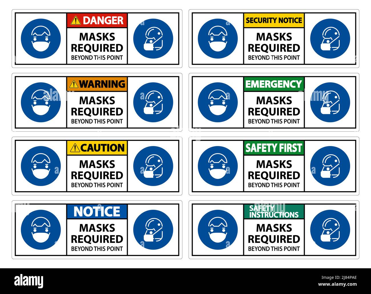 Set Symbol Masks Required Beyond This Point Sign Stock Vector Image