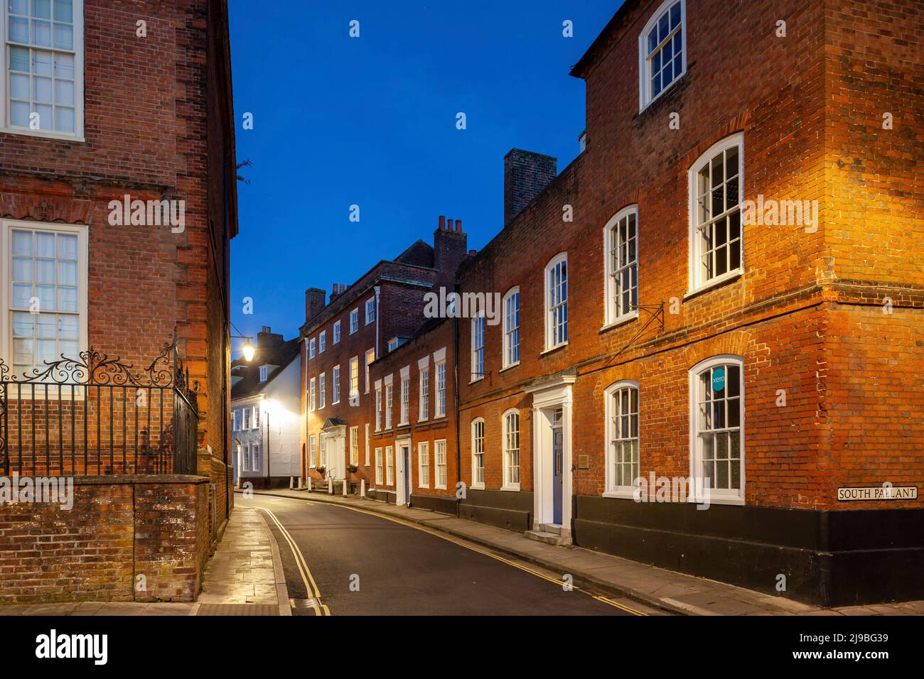 Night Falls In Chichester Historic Centre Stock Photo Alamy