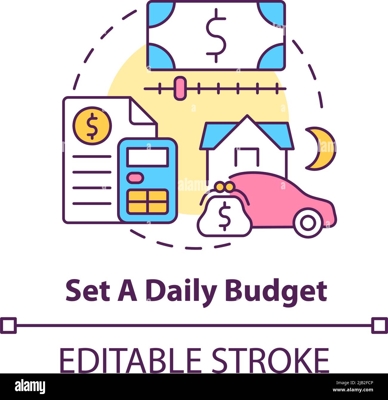 Set Daily Budget Concept Icon Stock Vector Image Art Alamy