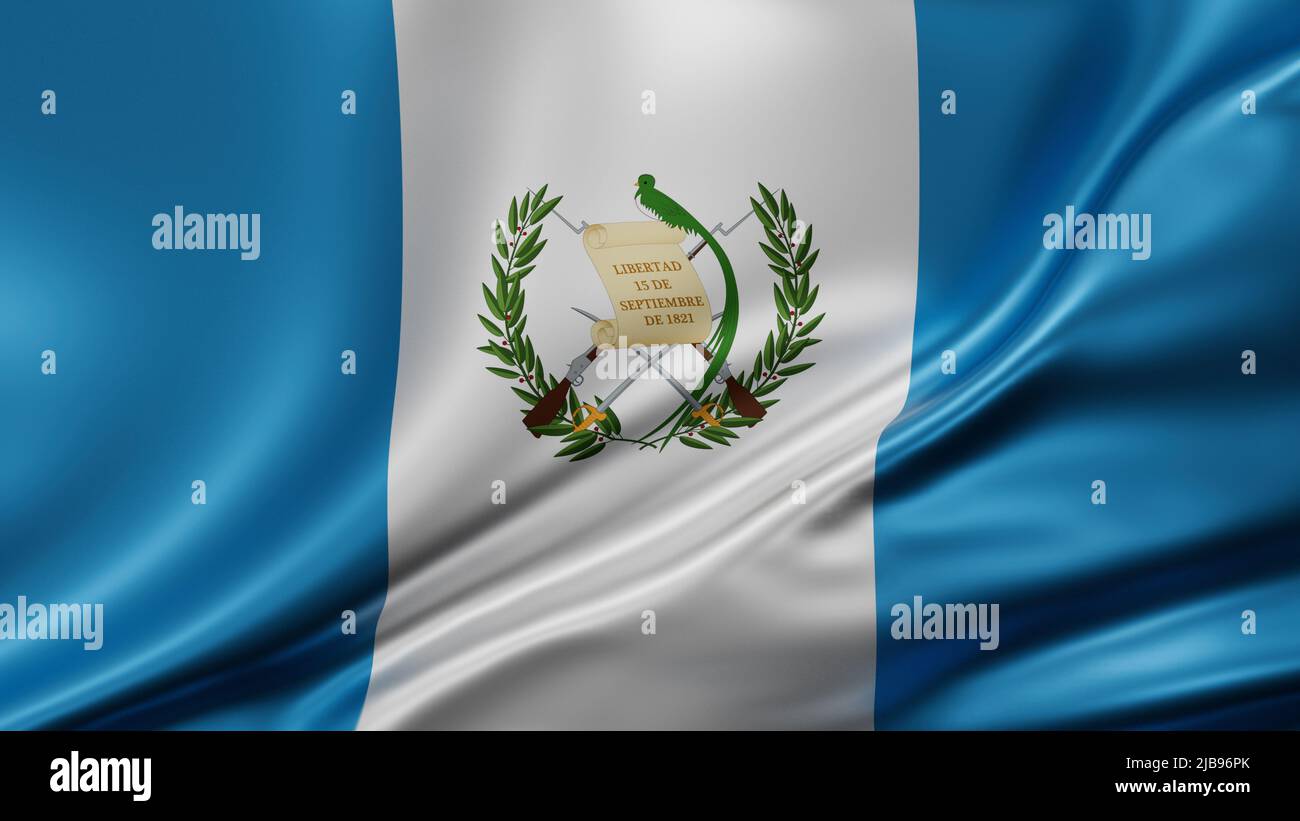 Guatemala National Flag Full Screen Background Silk Farbric Close Up