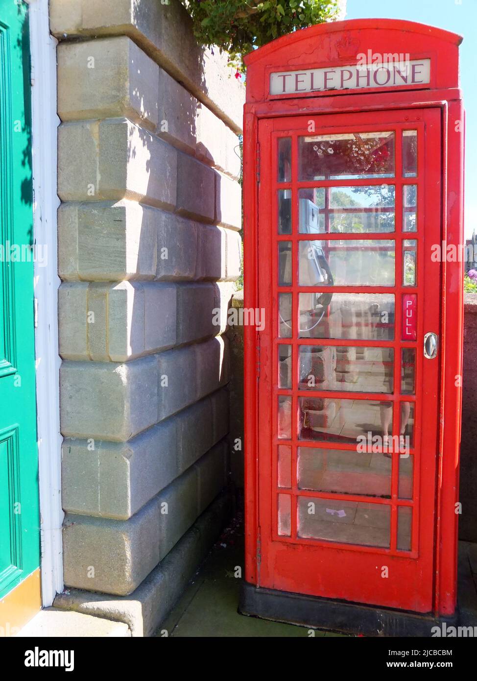 An Iconic Red Telephone Booth In Glastonbury Somerset England UK