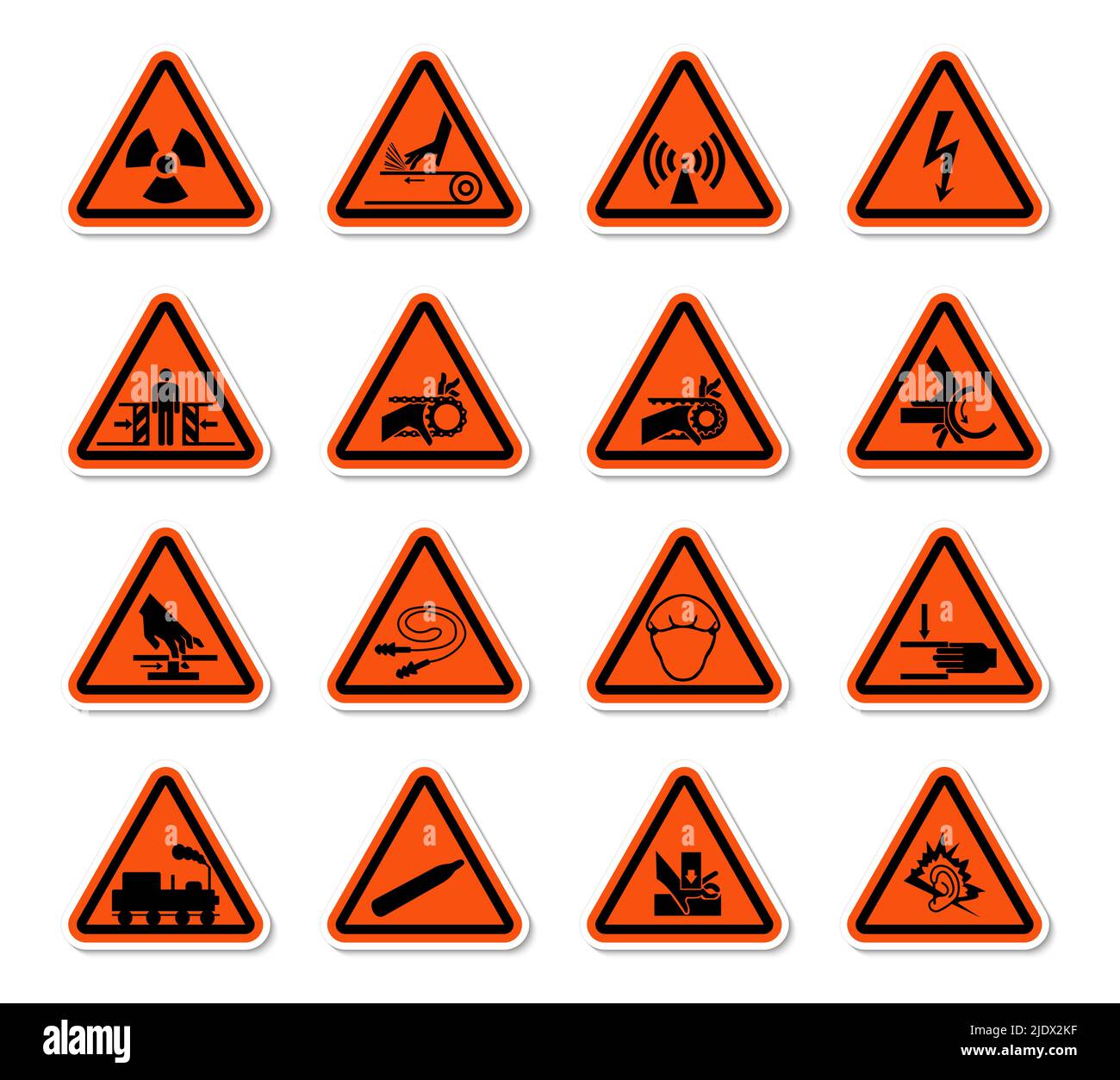 Triangular Warning Hazard Symbols Labels Sign Isolate On White