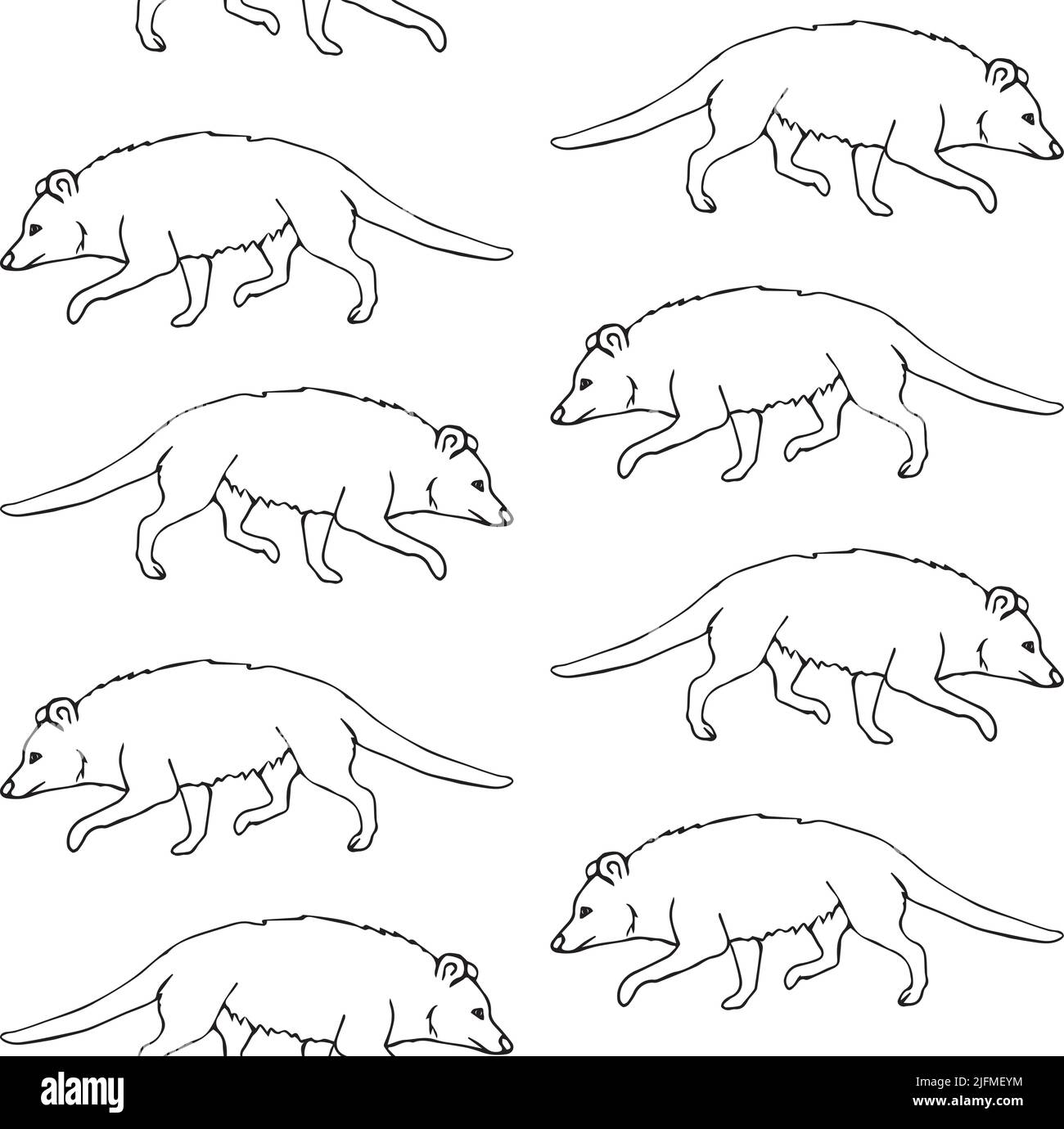 Vector Seamless Pattern Of Hand Drawn Doodle Sketch Opossum Isolated On