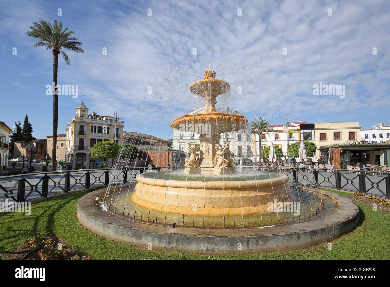 Ornamental Fountain With Figures And Water Features At Plaza De Espana